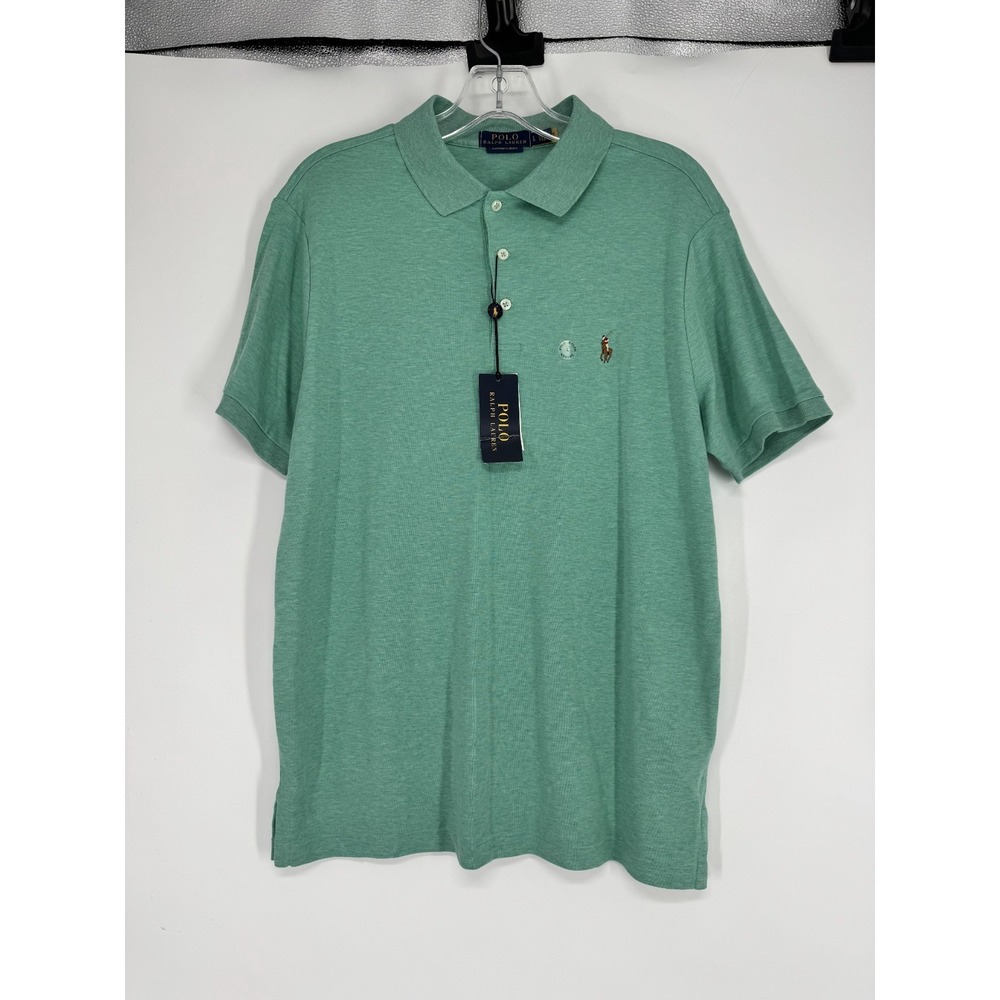 Polo Ralph Lauren Polo Shirt Mens Large Mint Green Short‎ Sleeve Golf Flesh Pony